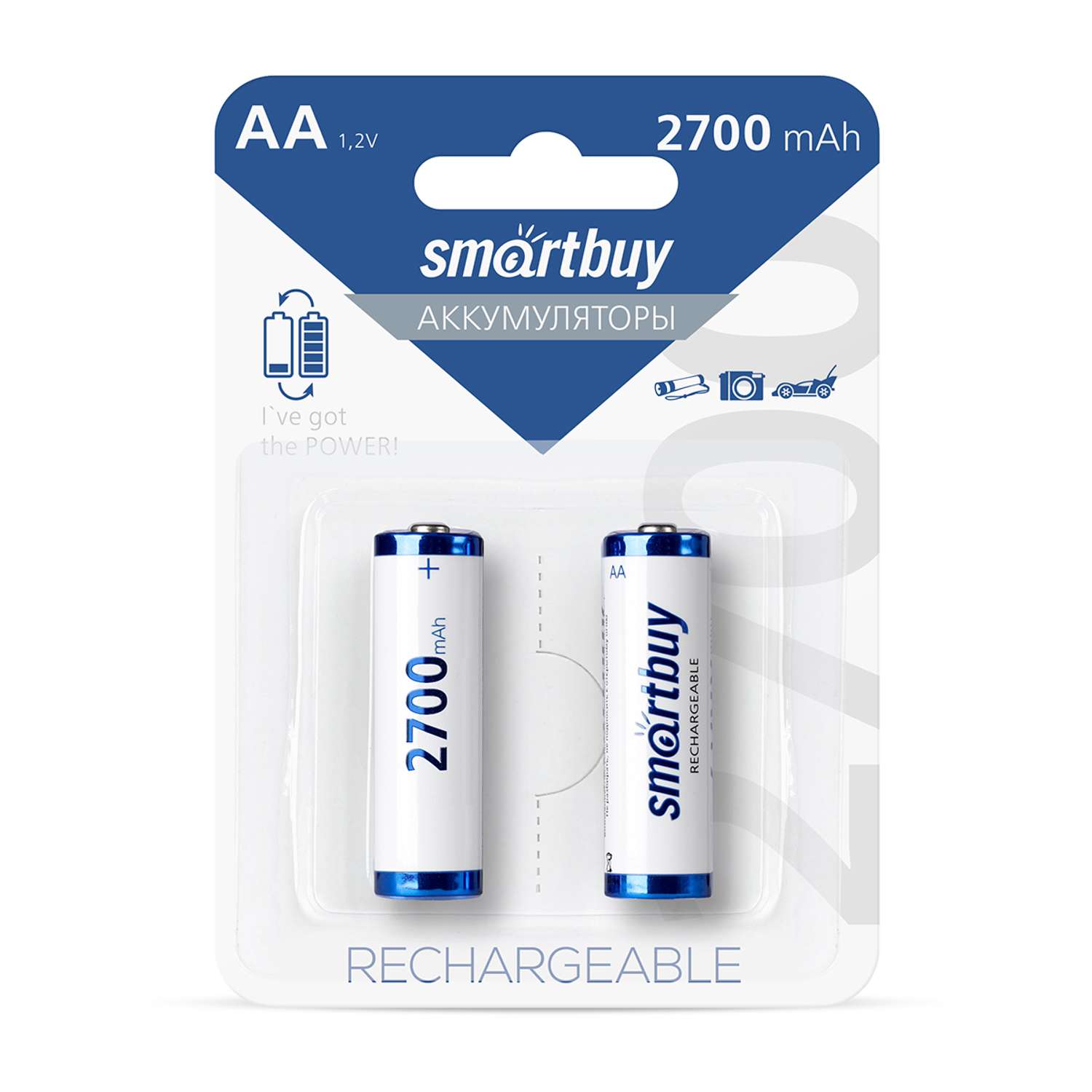 Аккумулятор Smartbuy NiMh 2700 mAh R6 - 2 шт. в упаковке - фото 1