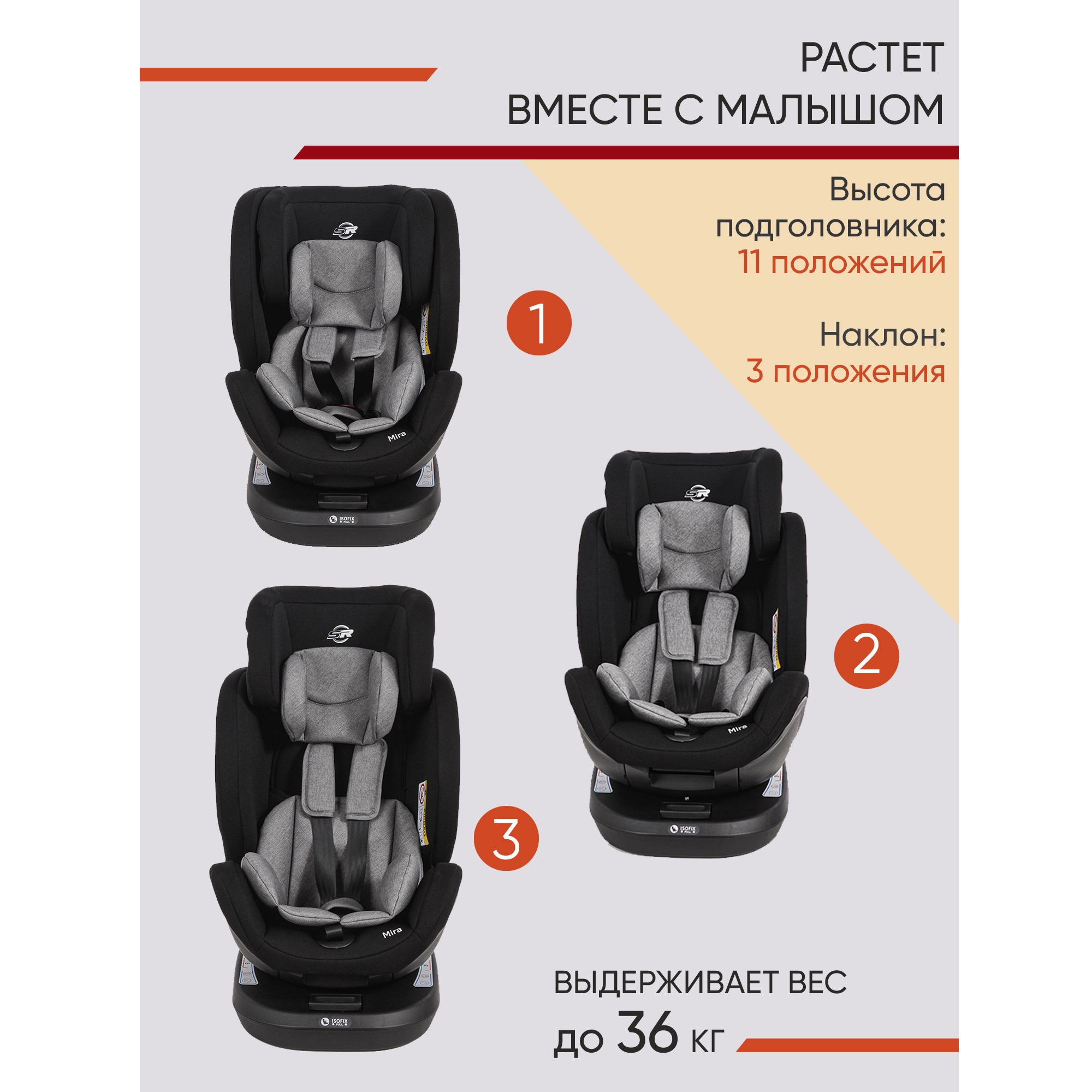 Автокресло Street Racer BC800F /MIRA ISOFIX (0-36 кг) черный/черный - фото 6