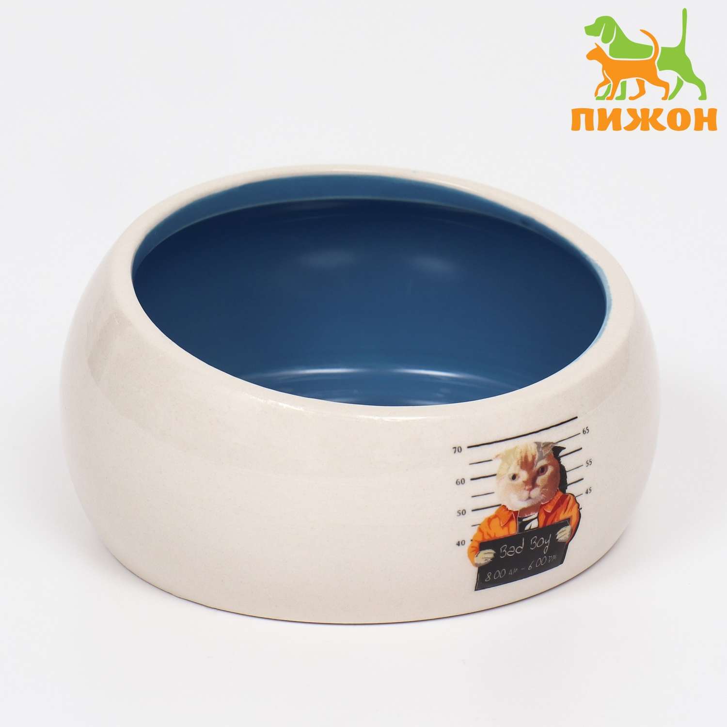 Миска Пижон керамическая со скошенным краем «Tasty» 200мл 10.5х5.6 см голубая - фото 1