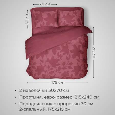 Комплект постельного белья SONNO URBAN FLOWERS 2-спальный цвет Цветы тёмный гранат