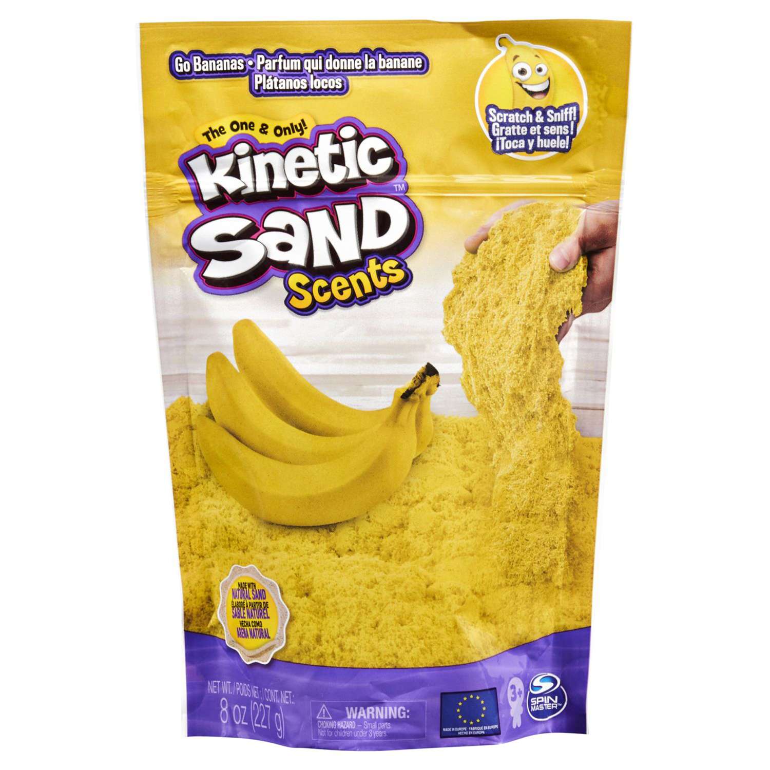 Песок для лепки Kinetic Sand Banana Slipt ароматизированный 227г 6053900/20124652 - фото 1