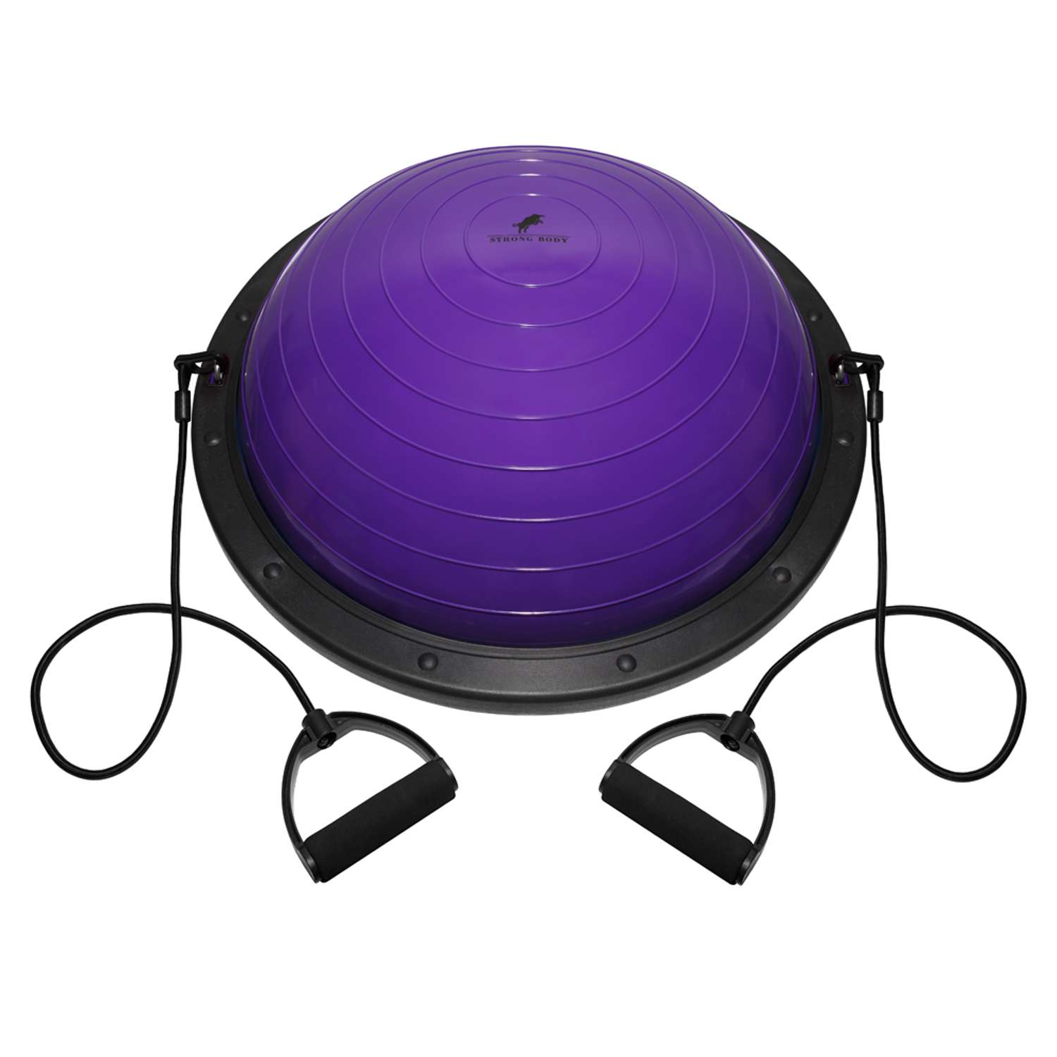 Балансировочная полусфера BOSU STRONG BODY PROFI в комплекте со съемными эспандерами фиолетовая - фото 3