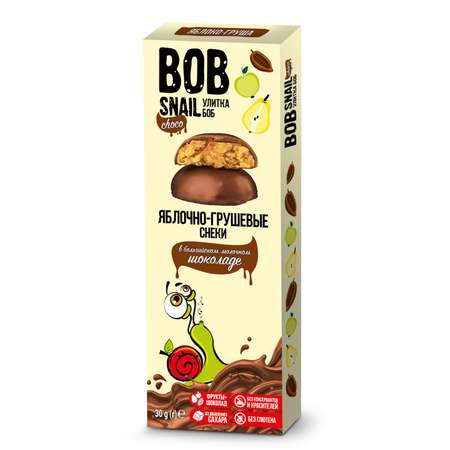 Снек Bob Snail Фруктовый яблочно-грушевый в молочном бельгийском шоколаде без добавленного сахара 30г