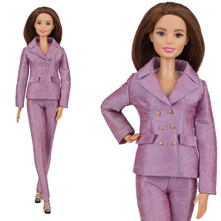 Шелковый брючный костюм Эленприв Лилово-розовый для куклы 29 см типа Барби