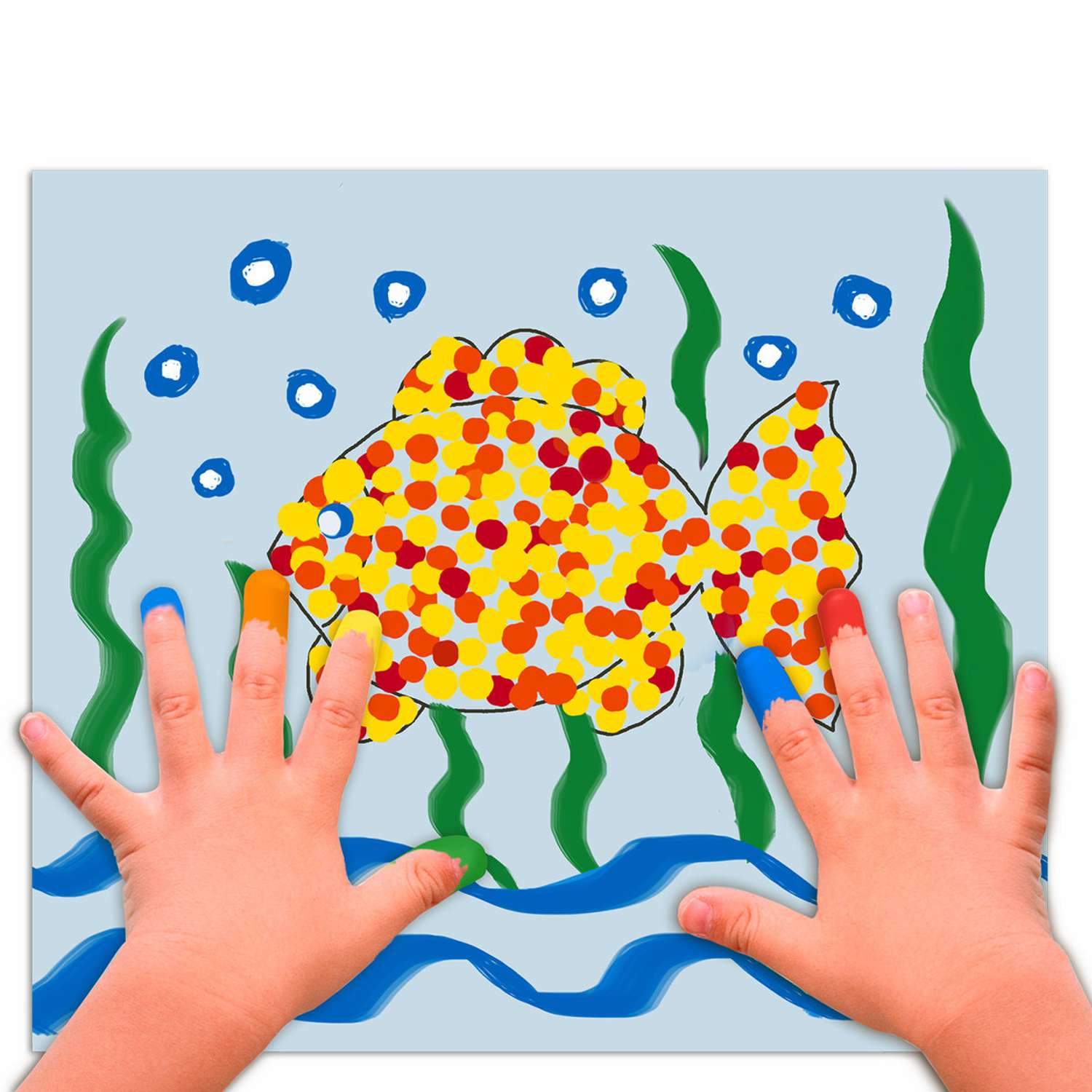 Краски пальчиковые Юнландия сенсорные Лисёнок 6 цветов по 60мл в баночках - фото 8