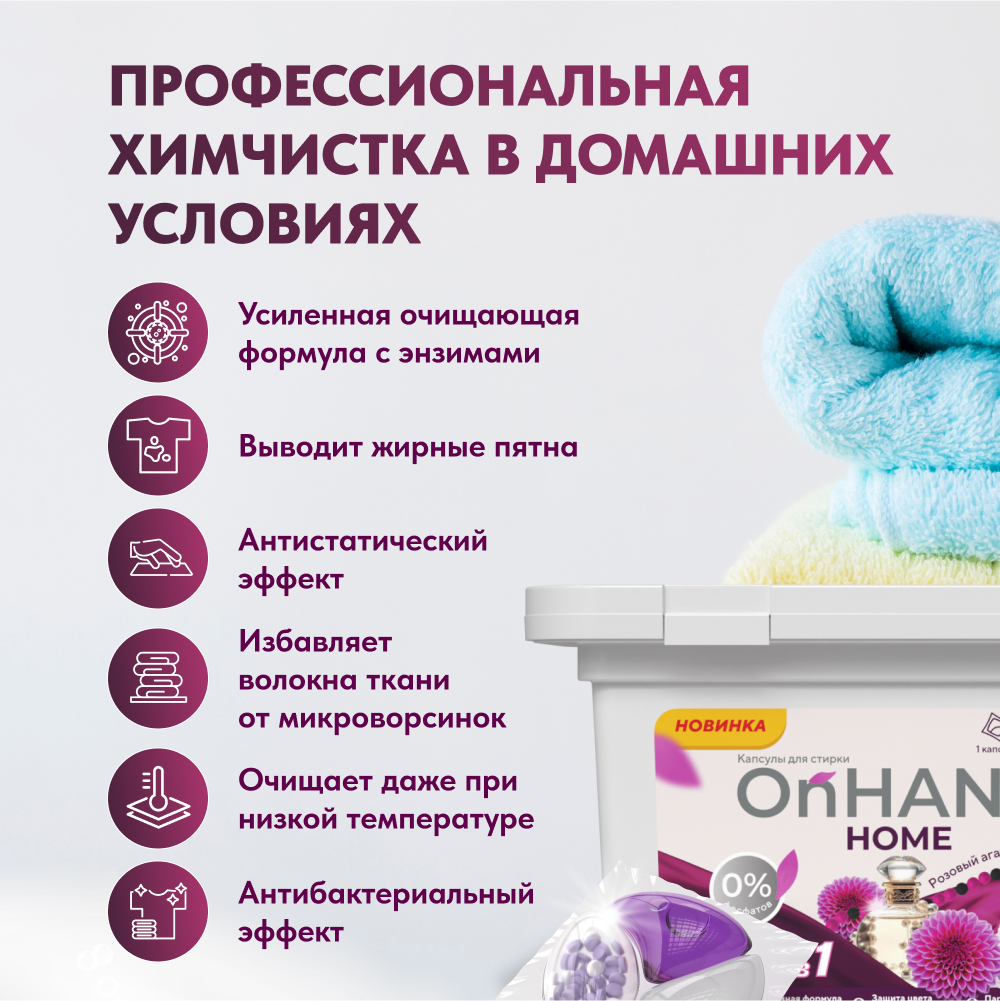 Капсулы для стирки OnHand Агат и хризантема - 60 шт - фото 5