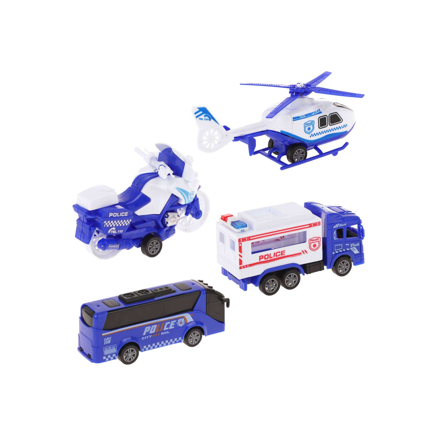 Игровой набор с машинками Наша Игрушка полицейский. Вертолет автобус фургон мотоцикл 651886 - фото 2