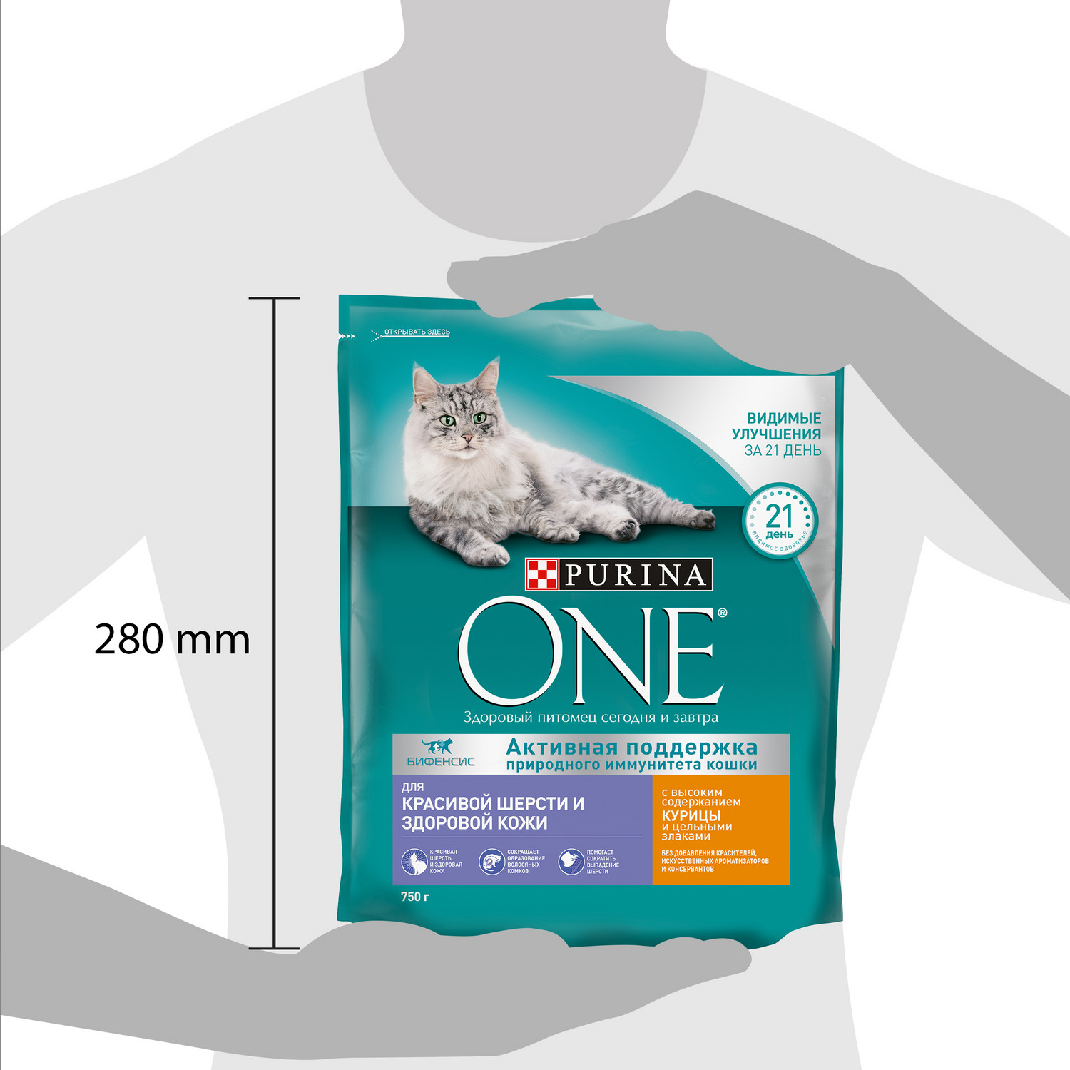 Корм для кошек Purina One для красивой шерсти здоровой кожи с высоким содержанием курицы и цельными злаками сухой 750г - фото 12