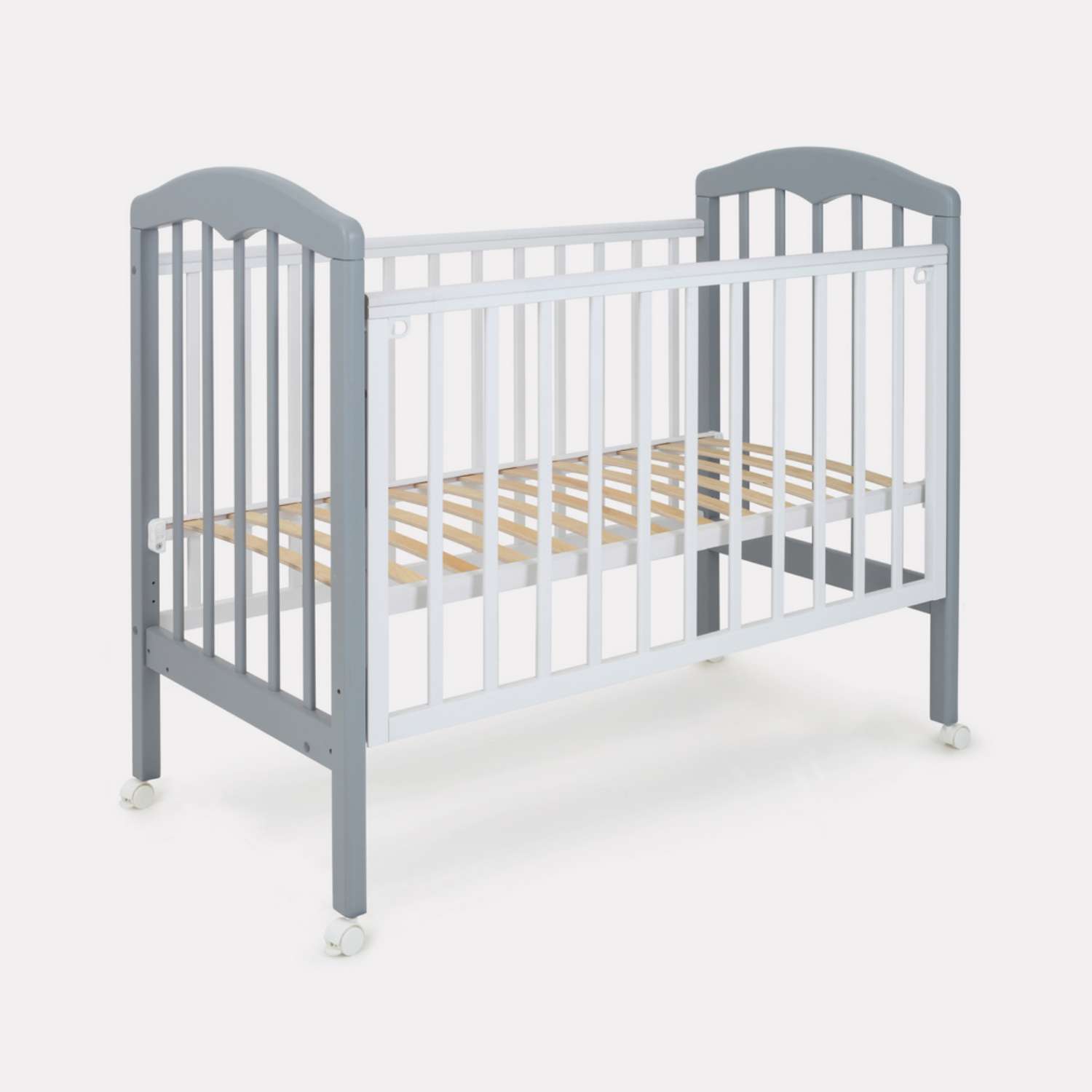 Детская кроватка Топотушки прямоугольная, (серый, белый) - фото 1