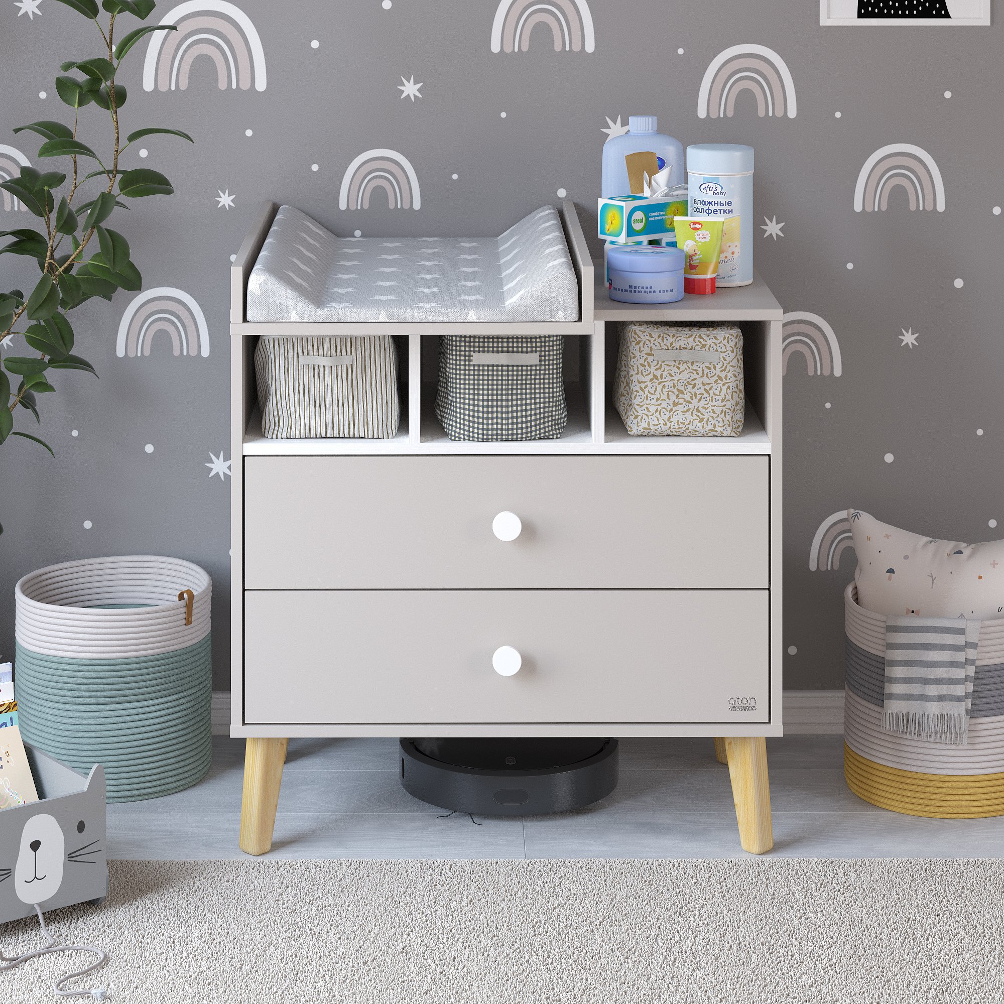 Пеленальный комод aton baby furniture Benny кашемир белый - фото 2