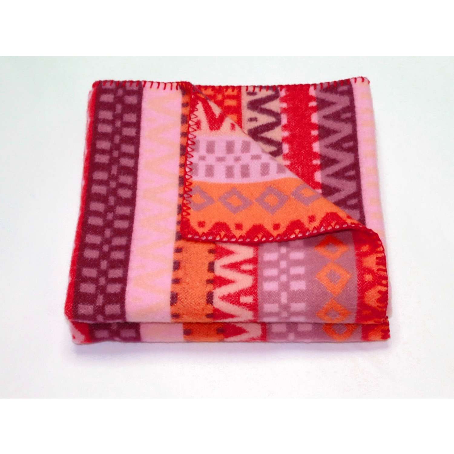 Одеяло шерстяное детское Klippan Saule Орнамент красный 100х140 см - фото 1
