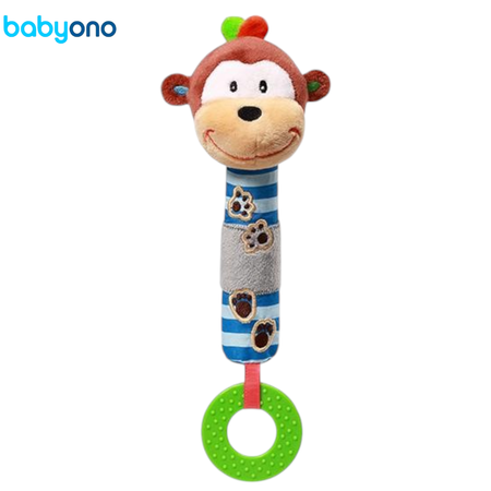 Игрушка-пищалка Babyono с прорезывателем Monkey George Арт.619