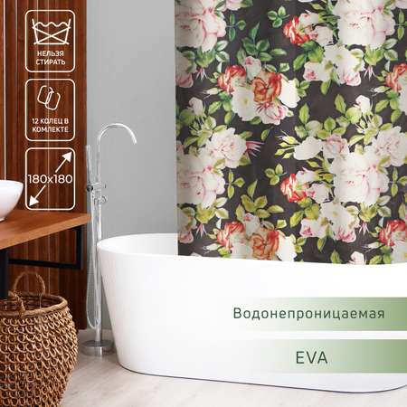 Штора для ванны Доляна «Розы» 180×180 см EVA