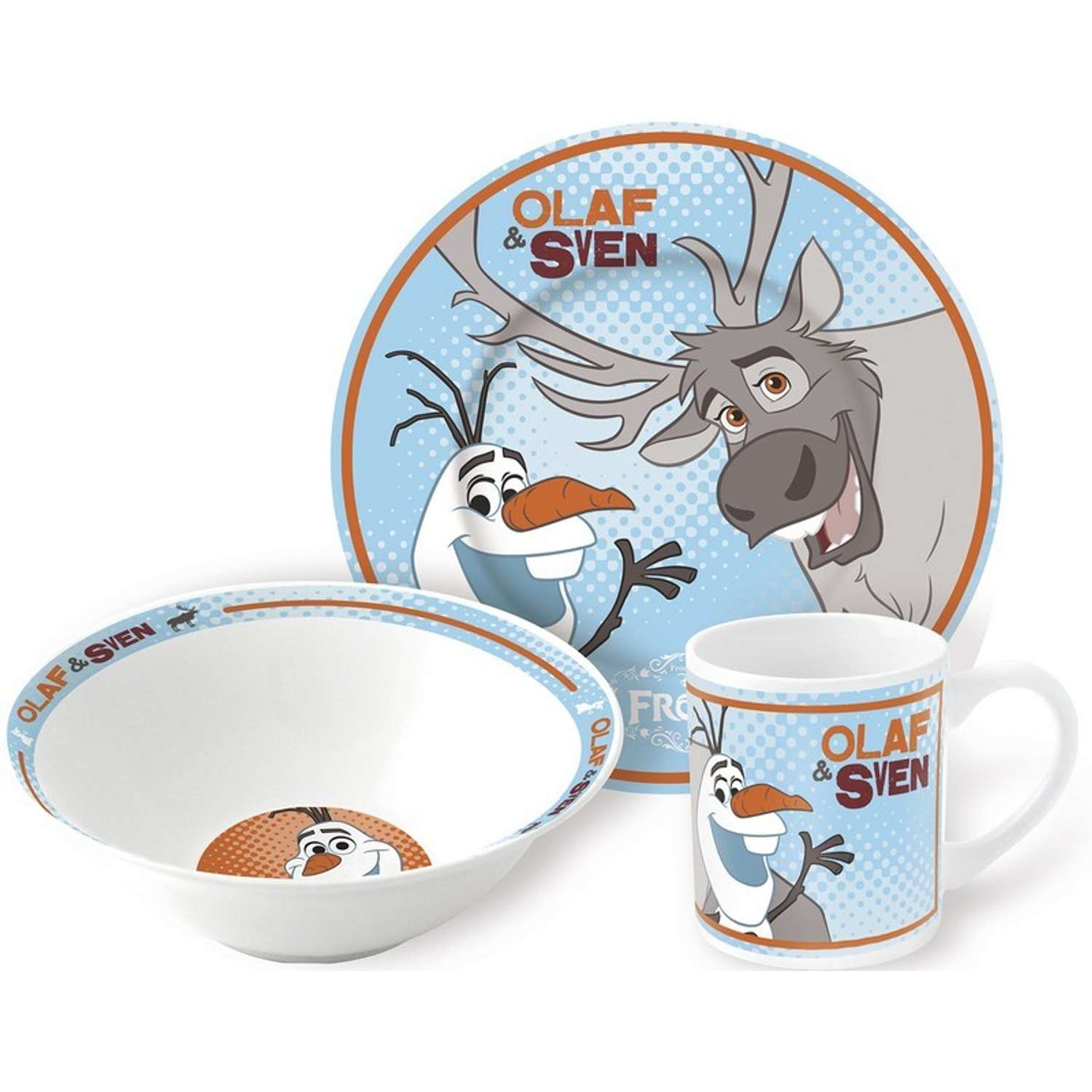 Набор керамической посуды STOR в подарочной упаковке Snack Set Olaf & Sven Orange (3 шт.) - фото 1