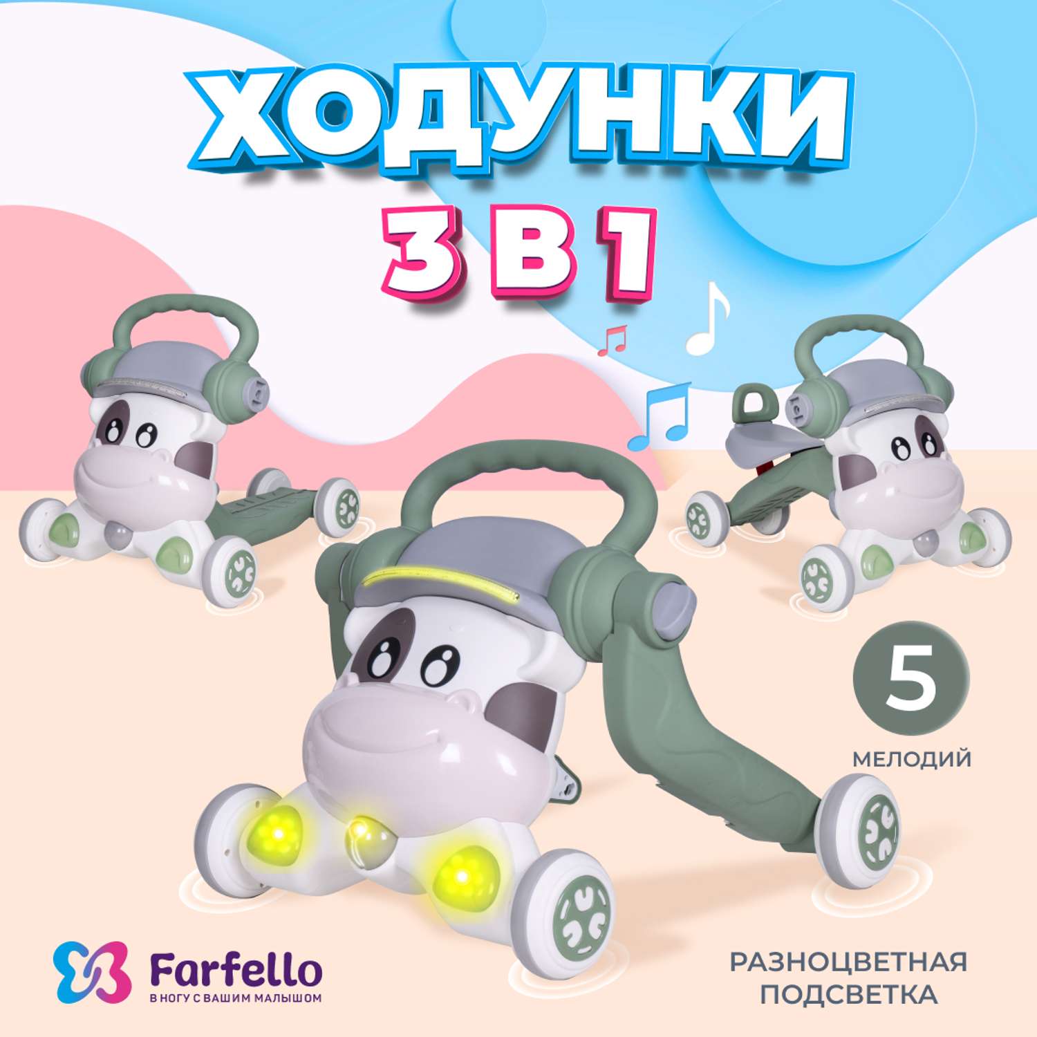 Детские ходунки 3 в 1 Farfello K12 - фото 2