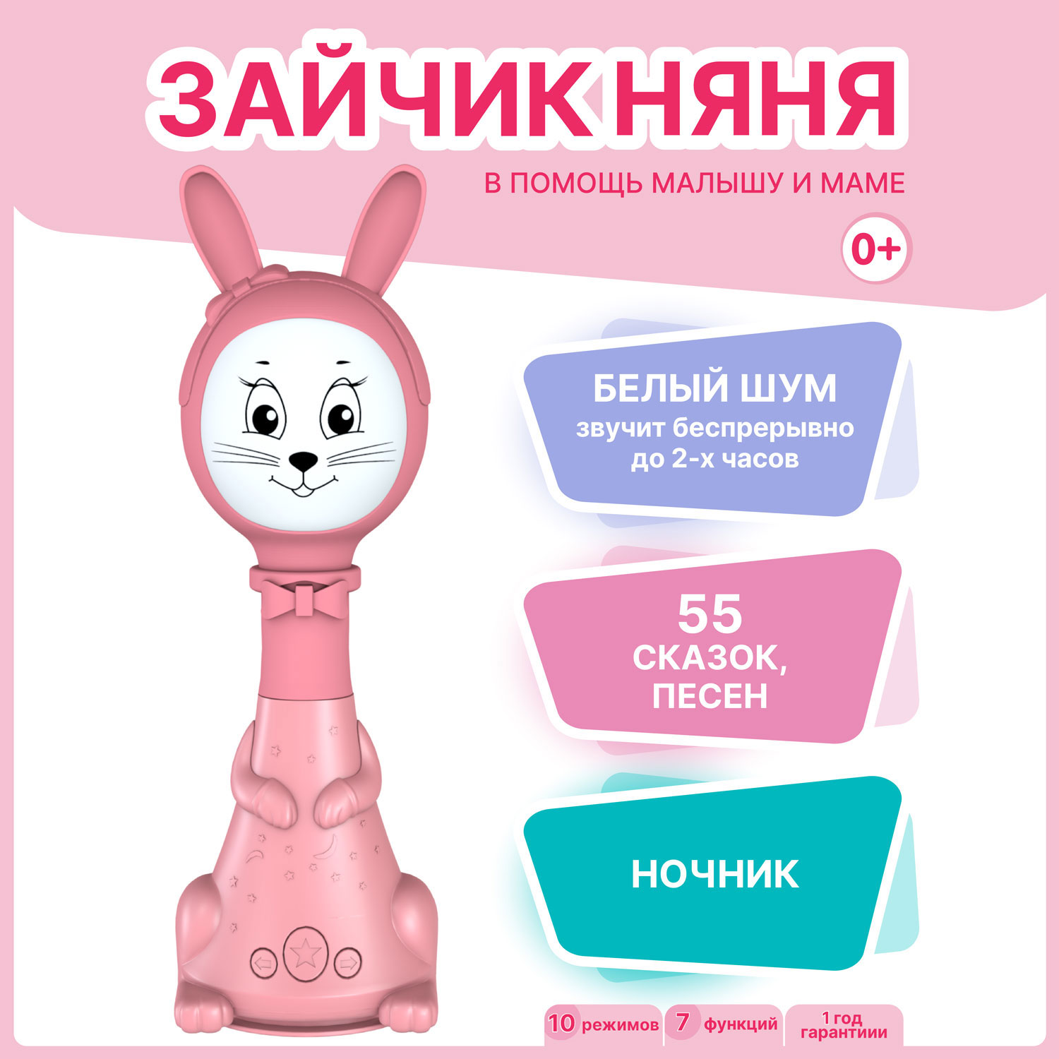 Игрушка интерактивная BertToys Зайчик Няня 10 режимов