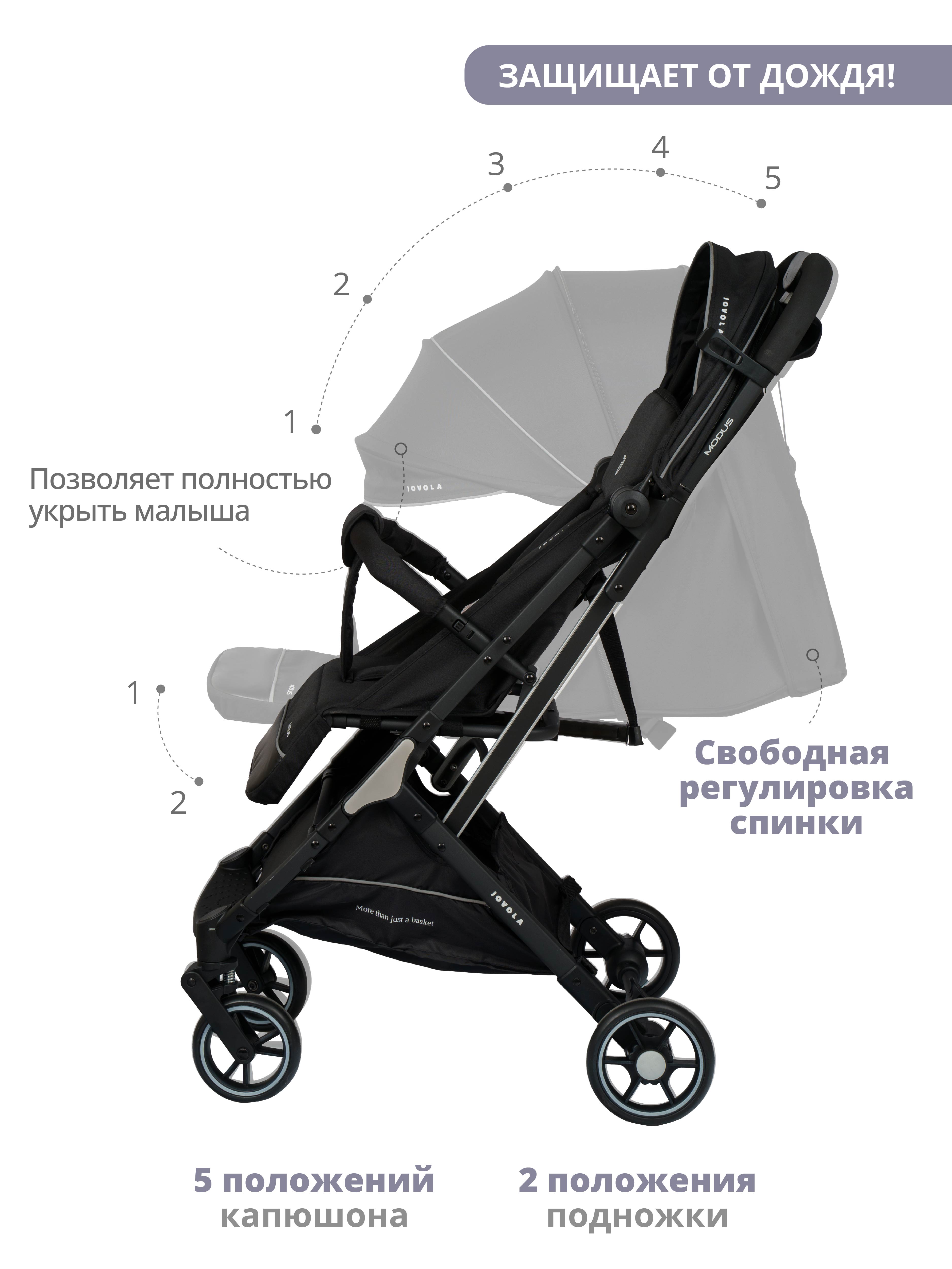 Коляска прогулочная JOVOLA Modus черный - фото 3