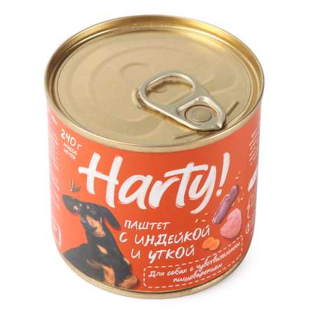 Корм Harty 240г для собак с чувствительным пищеварением паштет с индейкой и уткой
