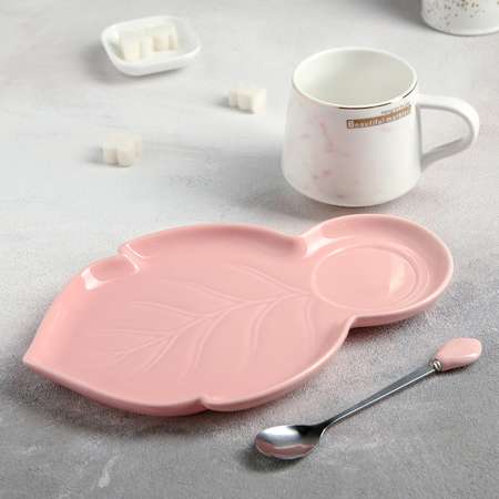 Чайная пара Sima-Land Грация чашка 220 мл блюдце ложка цвет розовый