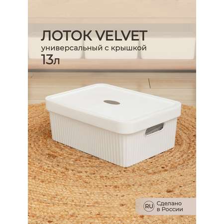 Лоток Econova с крышкой Velvet 38х27х14.4 см 13 л белый