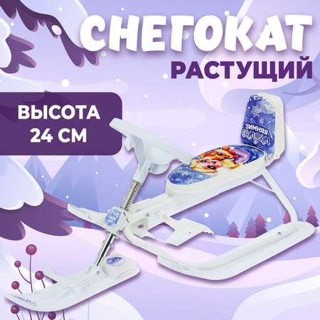 Снегокат Snow Cat Зимняя сказка буксировочный трос без сматывателя, мягкие, с ручкой, со спинкой