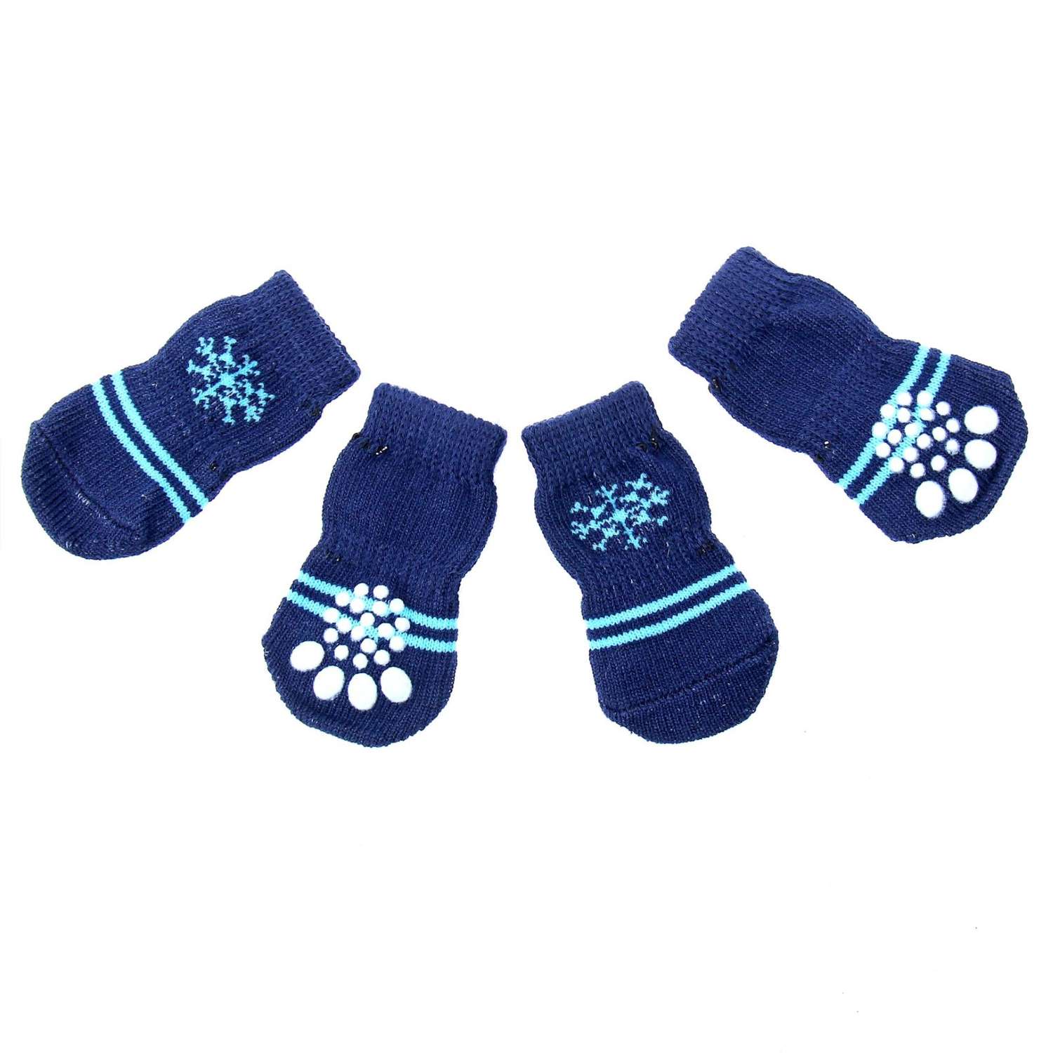 Носки Пижон Снежинка размер М нескользящие 4 шт темно-синий - фото 1
