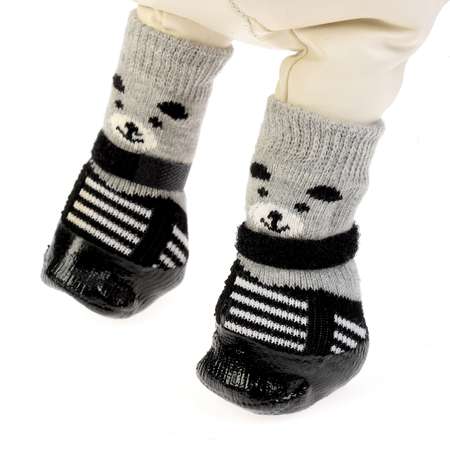 Носки Пижон «Мишки» с прорезиненной подошвой размер M 4.5 х 6 см черные