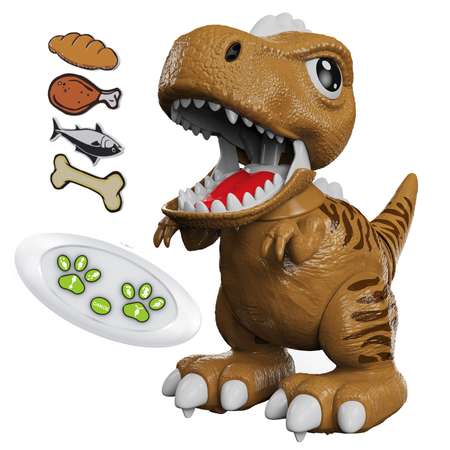 Интерактивная игрушка Mioshi Умный динозавр: Красавчик 21 см упр.жестами и пультом свет звук
