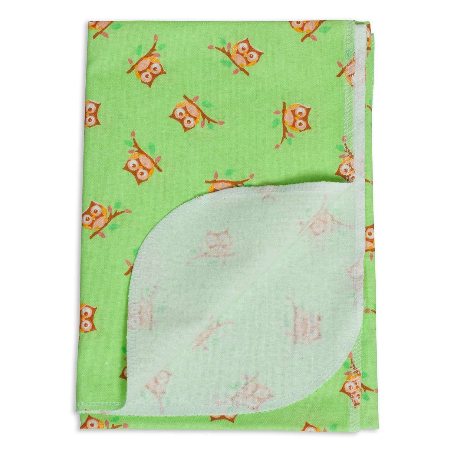 Пеленка фланелевая Чудо-чадо для новорожденных Совушки 85х120 см 1 шт зеленая - фото 4