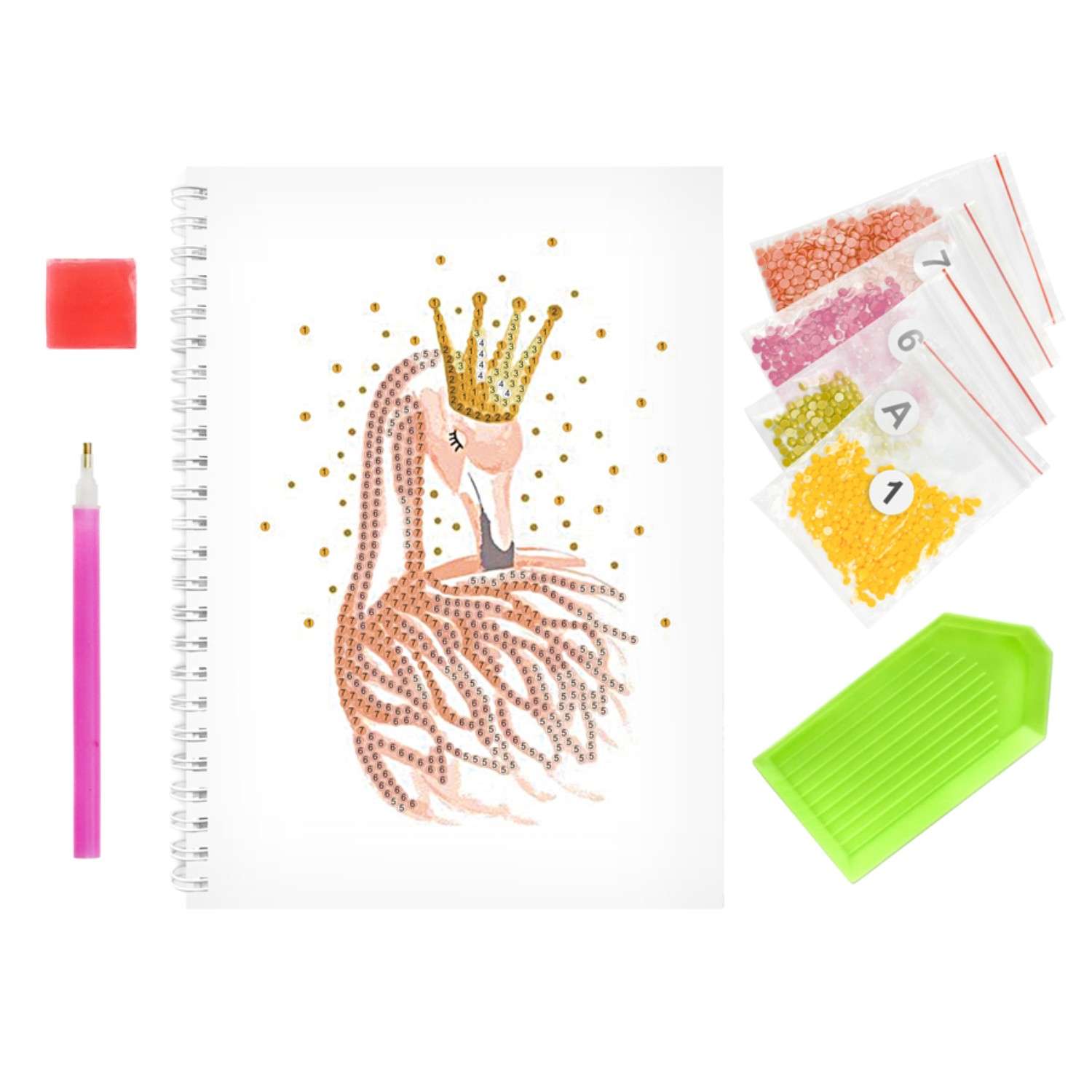 Алмазная мозаика Color Kit тетрадь со стразами Фламинго клетка 48 листов - фото 2