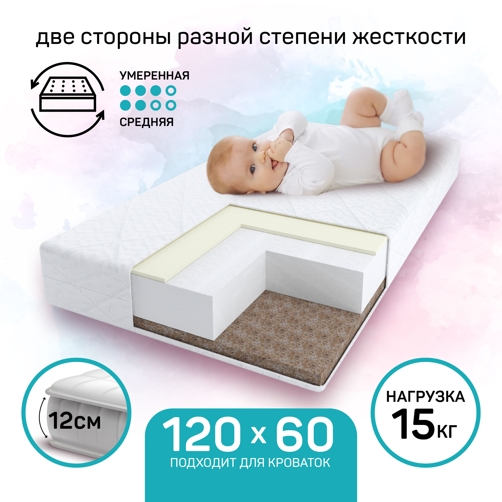 Матрас Amarobaby Bamboo Line 119*59*12cм - фото 2