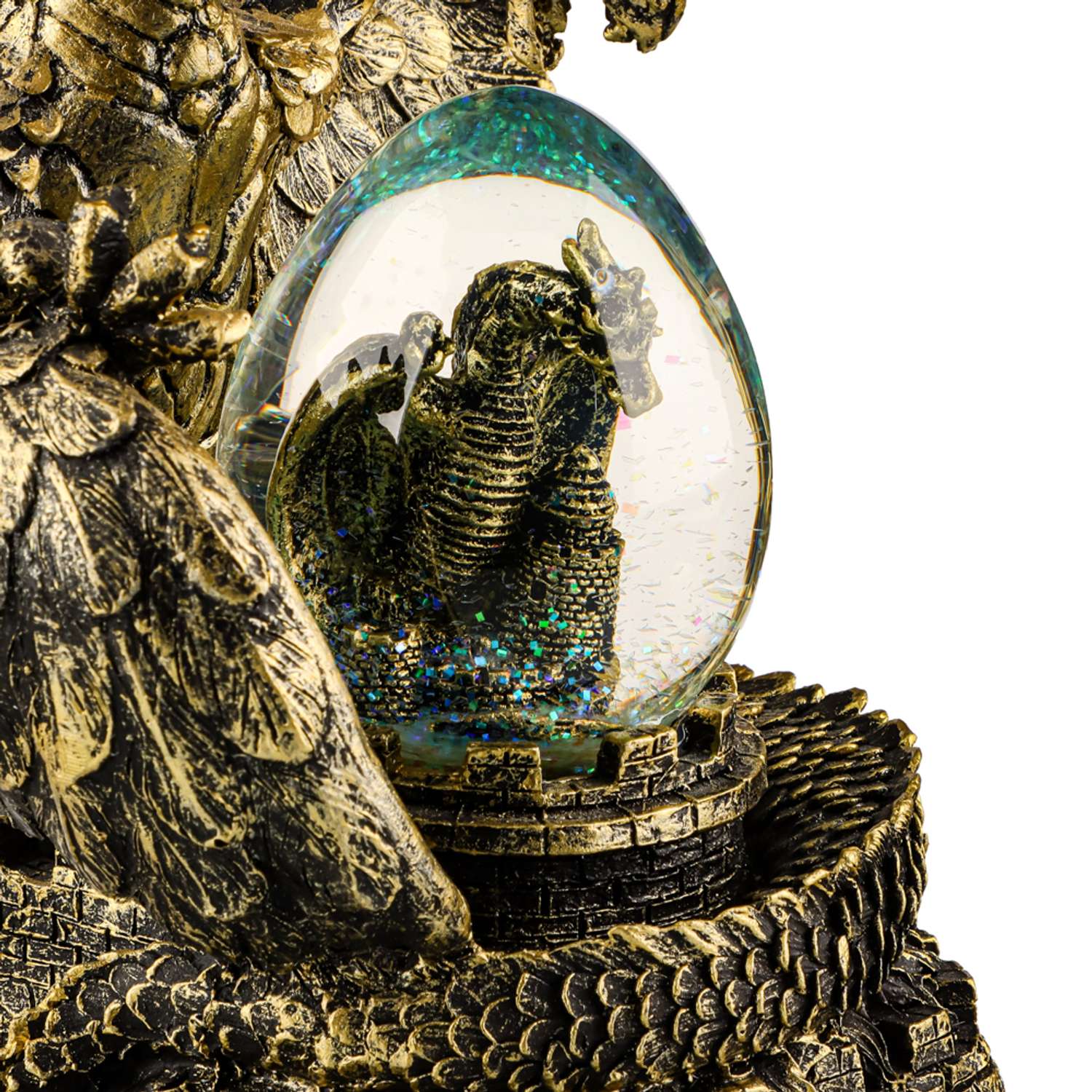 Сувенир со снежным шаром Сноубум Сказочный дракон с эффектом состаренная бронза - фото 8