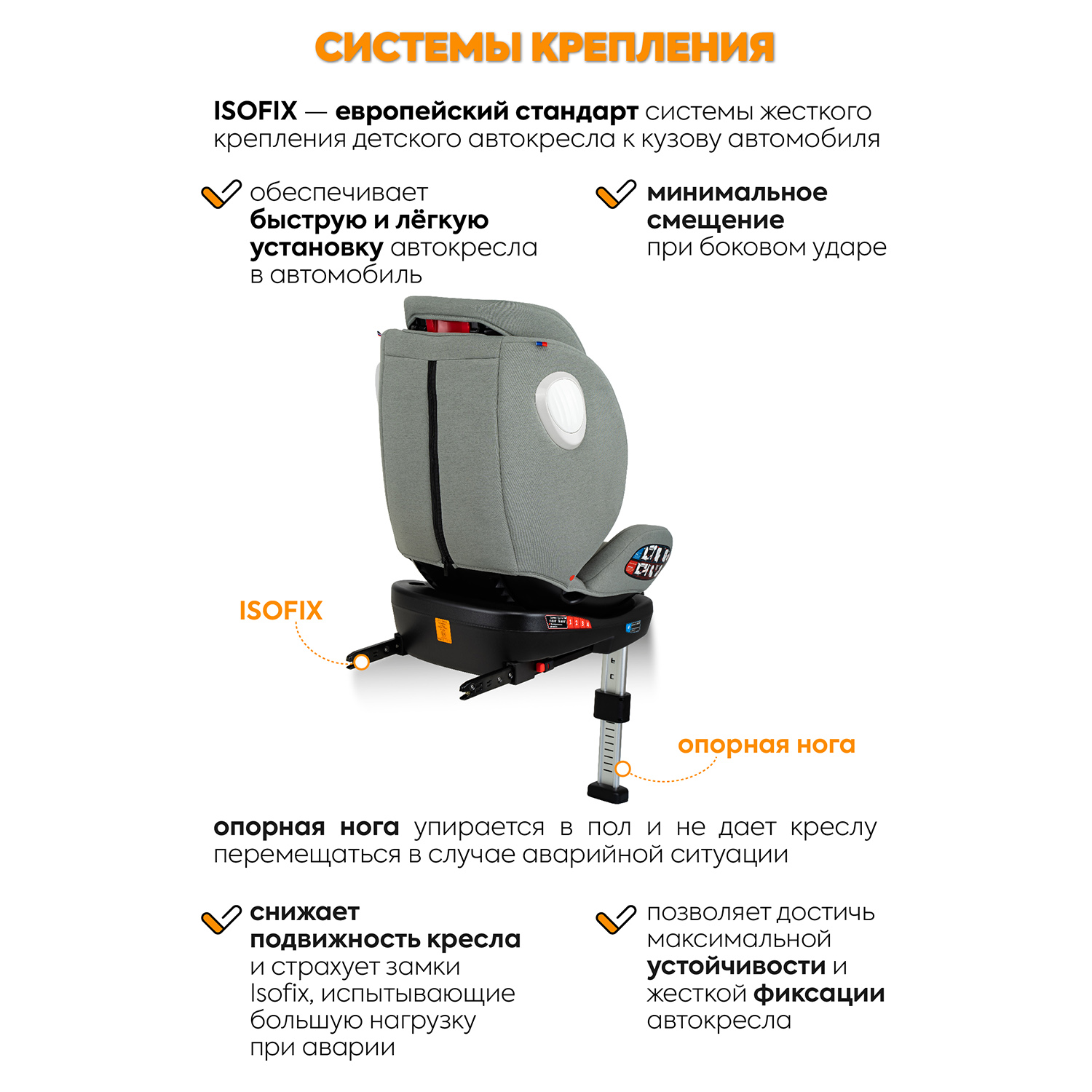 Автокресло JOVOLA Jet Isofix для новорожденных 0-36 кг группа 0+1+2+3 с упором в пол зеленый - фото 3