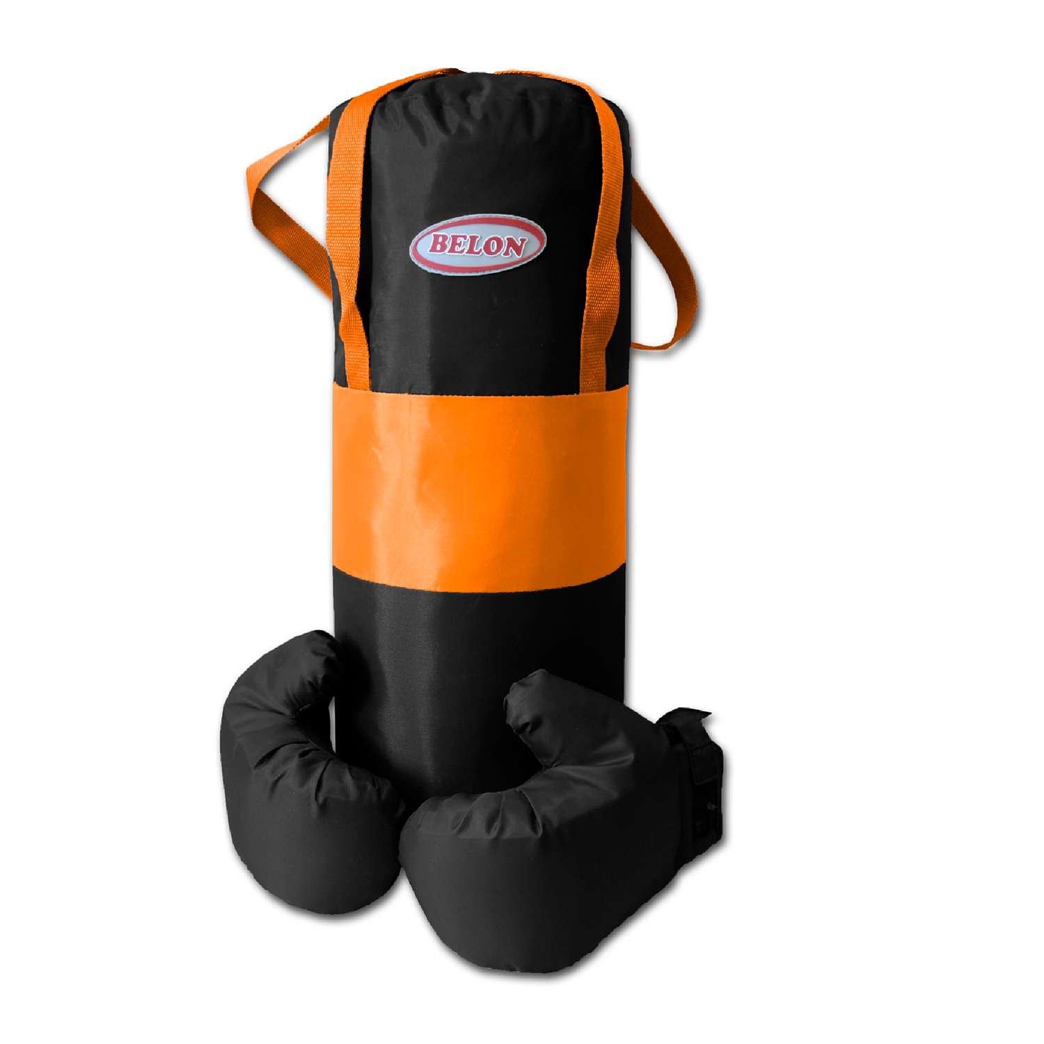Детский набор для бокса Belon familia груша 50см х 20см с перчатками цвет оранжевый и чёрный - фото 1