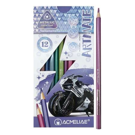 Карандаши цветные металлик ACMELIAE Metallic Artmate 12цв. в картонном футляре