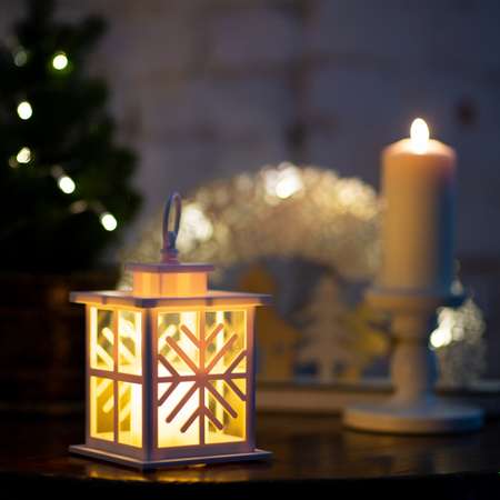 Ночник декоративный NEON-NIGHT Снежинка со свечой тепло-белое свечение