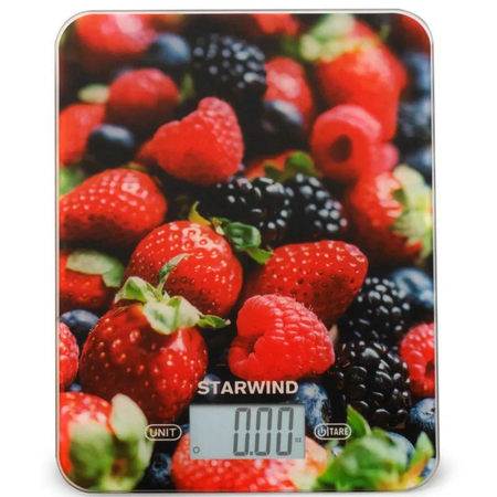 Весы кухонные электронные StarWind SSK3355 до 5кг рисунок ягоды