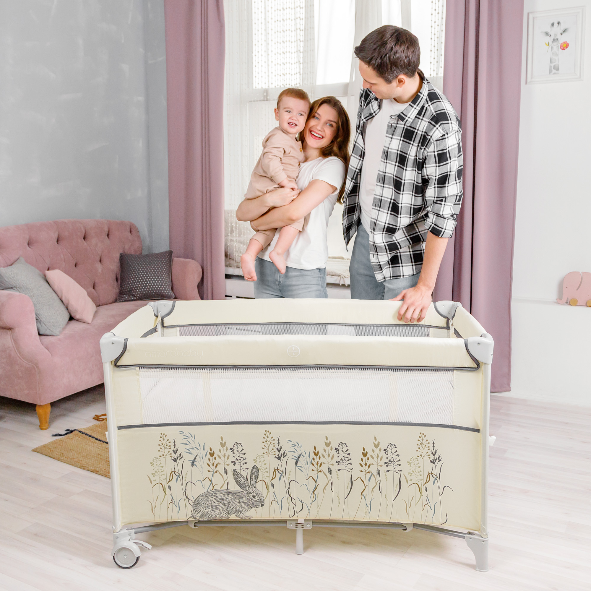 Манеж-кровать Amarobaby Transform Sunshine Коричневый AMARO-26TrS/12 - фото 9