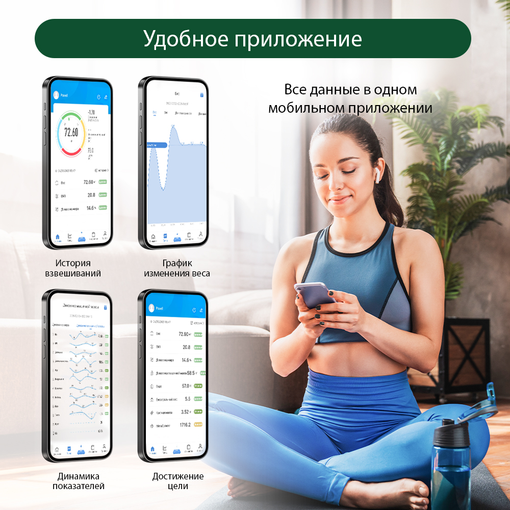 Весы напольные MARTA MT-SC3605 диагностические умные LED дисплей Bluetooth свинец - фото 7