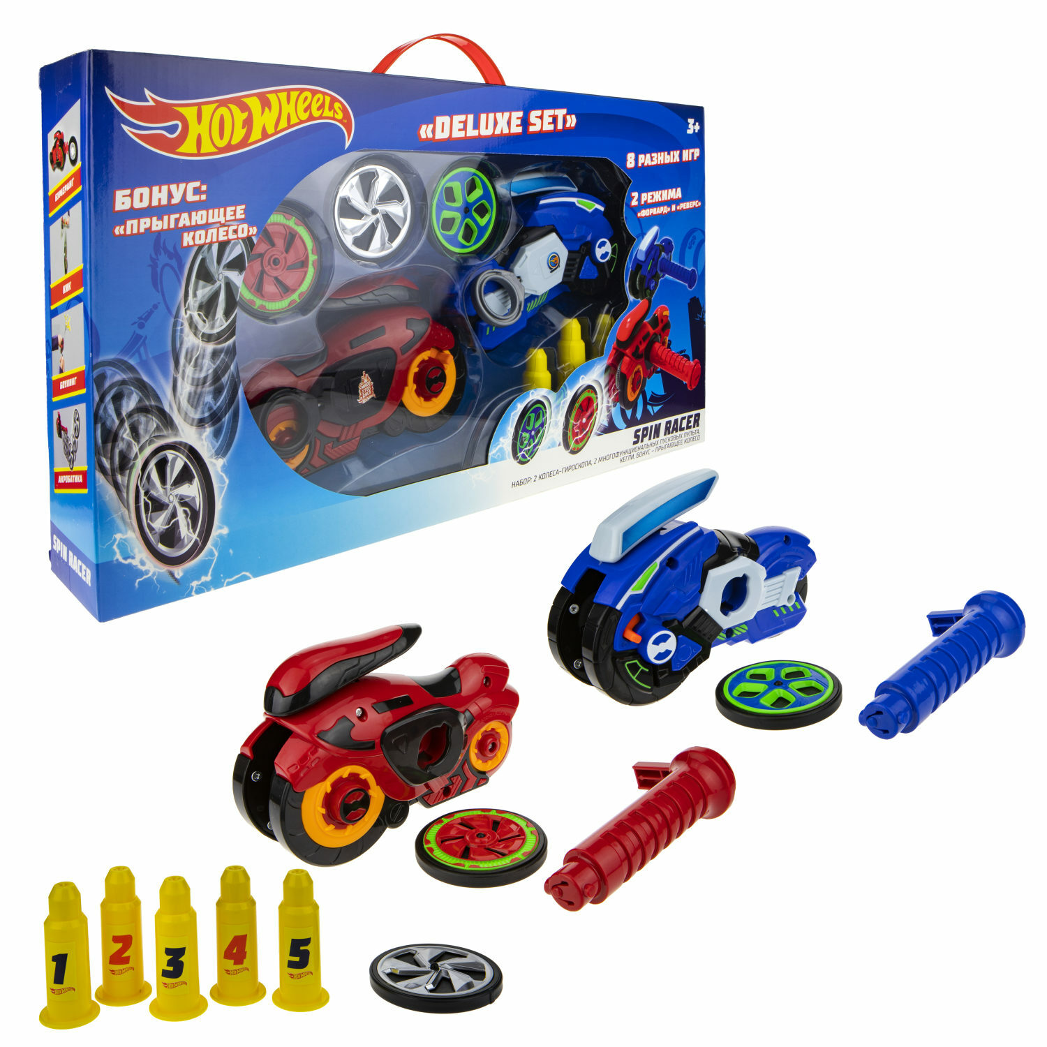 Игровой набор Hot Wheels Spin Racer Deluxe Set 2 игрушечных мотоцикла с  колесами-гироскопами купить по цене 3500 ₽ в интернет-магазине Детский мир