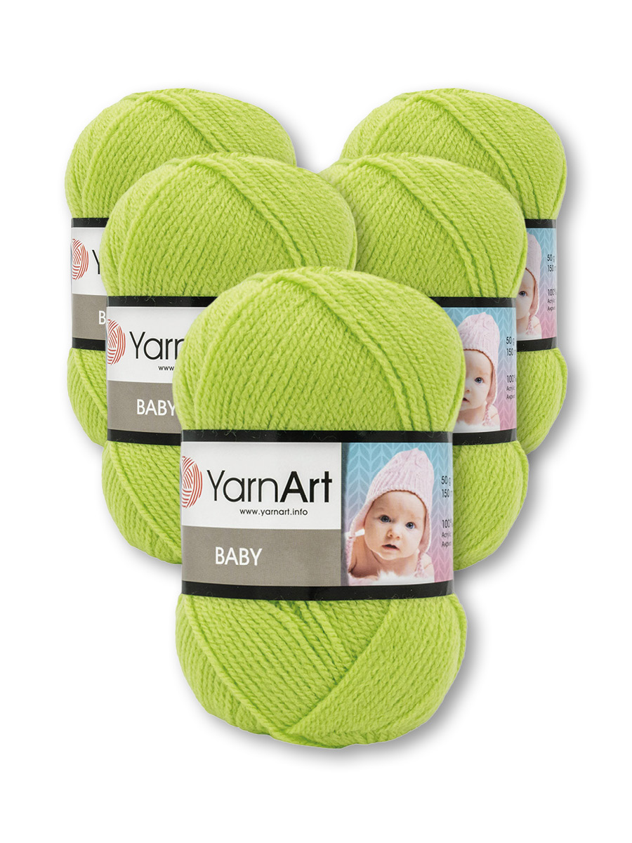 Пряжа для вязания YarnArt Baby 50 гр 150 м акрил мягкая детская 5 мотков 13854 яр.салат - фото 4