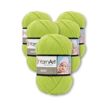 Пряжа для вязания YarnArt Baby 50 гр 150 м акрил мягкая детская 5 мотков 13854 яр.салат