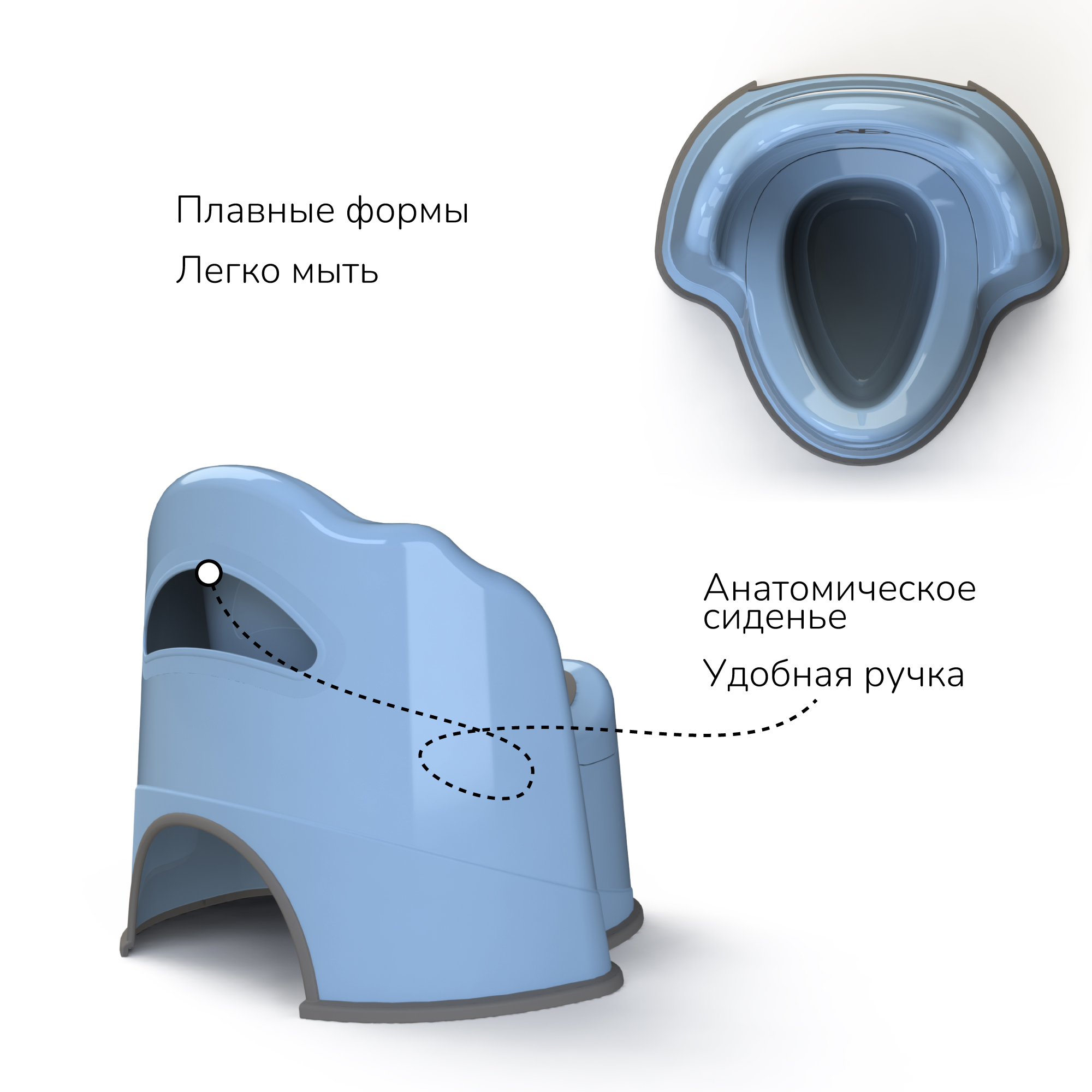 Горшок детский с крышкой Amarobaby Ergonomic голубой - фото 4