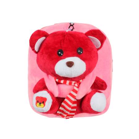 Рюкзак с игрушкой Little Mania розовый Мишка бордовый