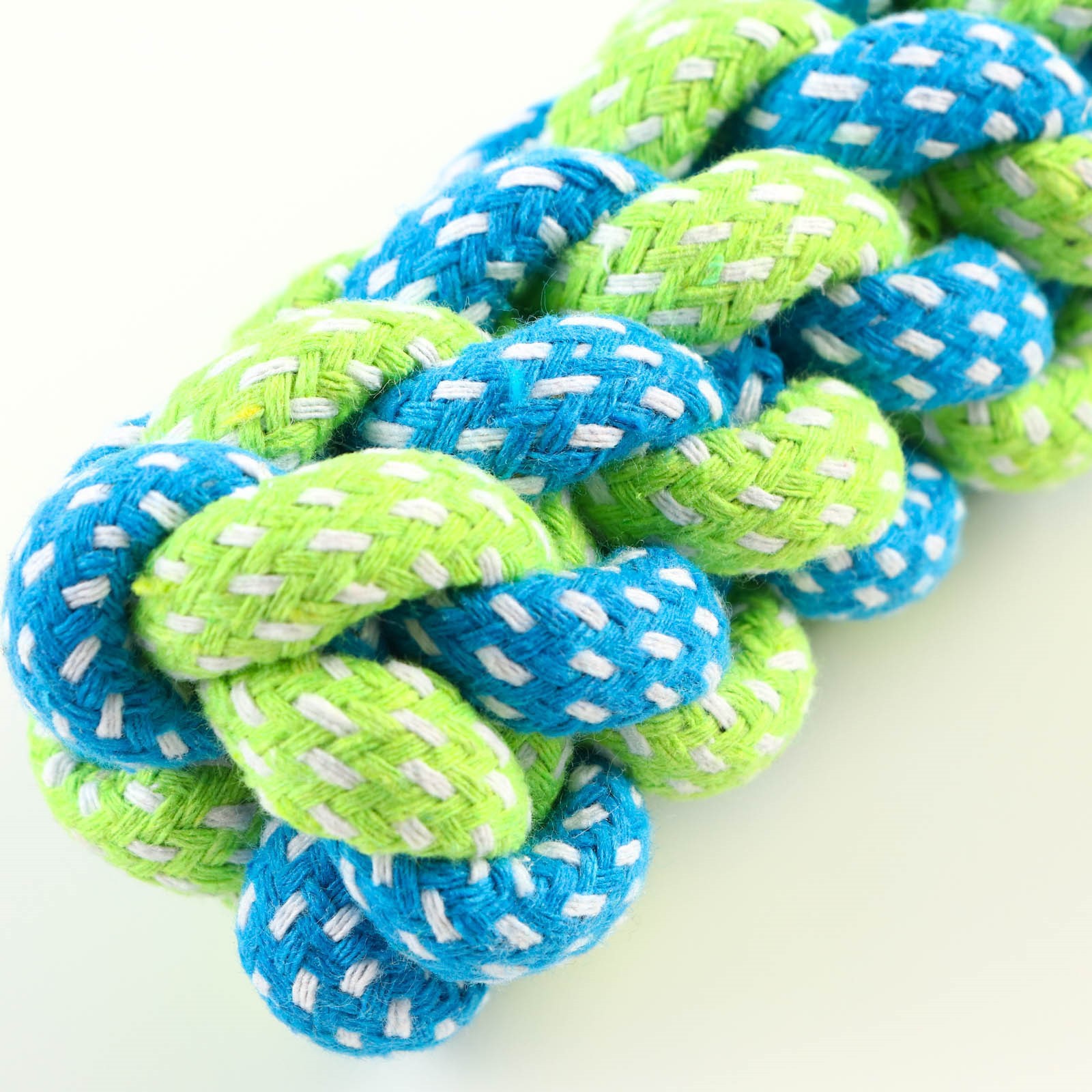 Игрушка Пижон канатная плетеная с ручкой 120 г до 31 см синяя/зелёная - фото 4