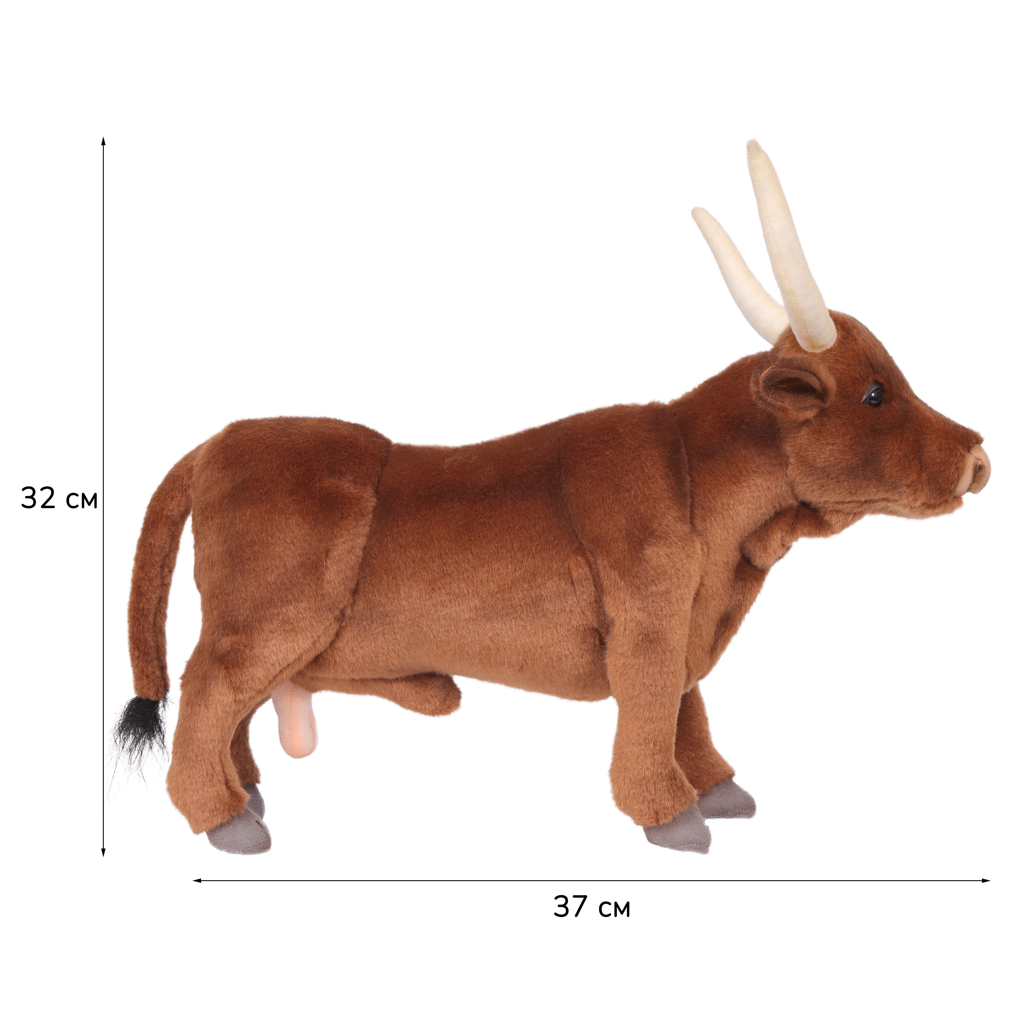Реалистичная мягкая игрушка HANSA Бык коричневый 37 см - фото 7