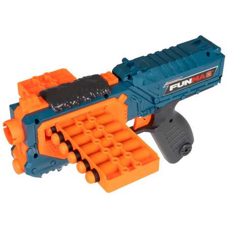 Бластер с мягкими пулями FunMax 1TOY Детское игрушечное оружие пистолет для мальчиков обойма на 10 выстрелов 10 снарядов