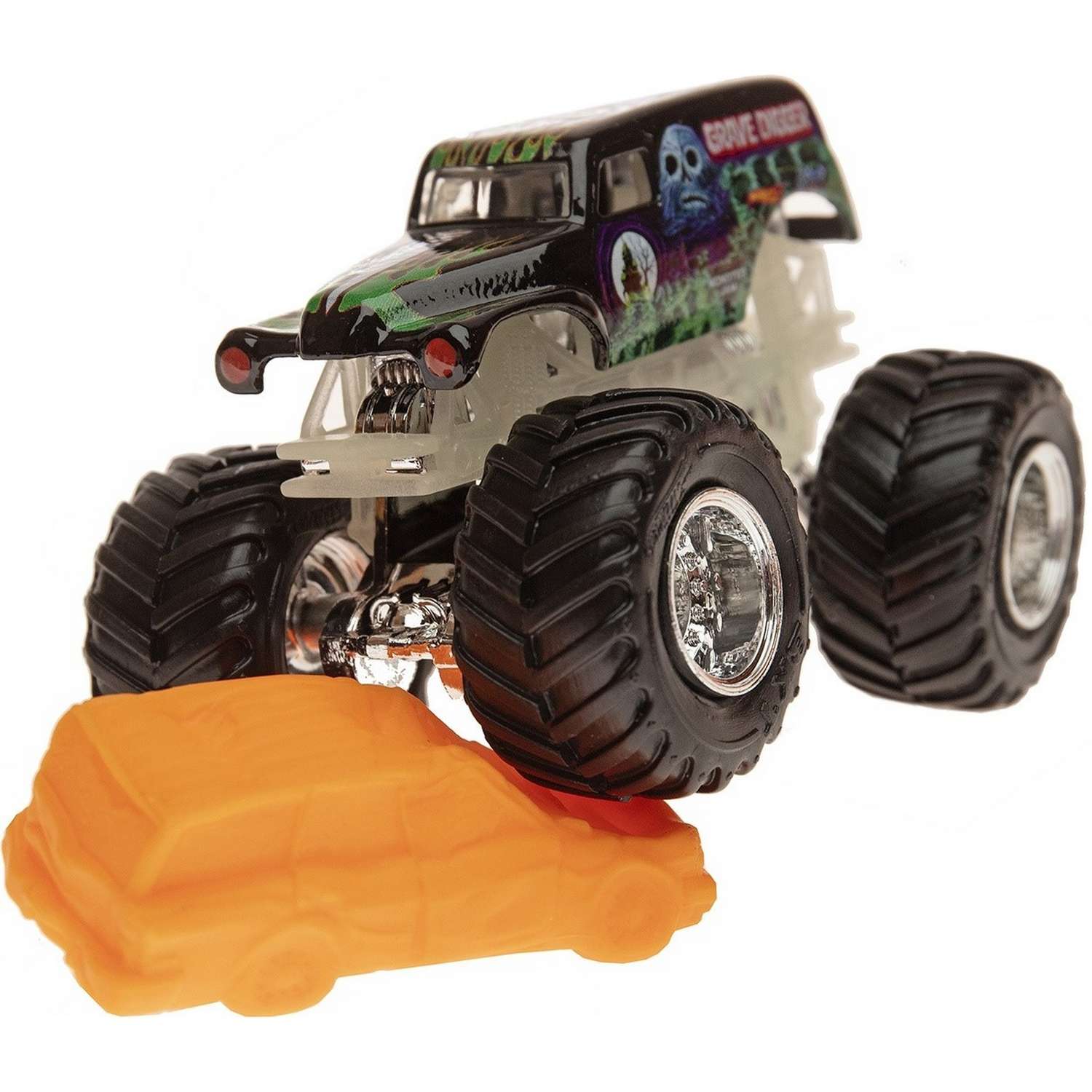 Машина Hot Wheels Monster Jam 1:64 Nite Glo Cage Грейв Диггер FLW84 21572 - фото 4