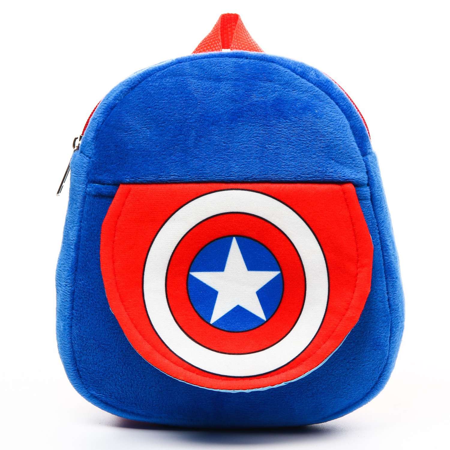 Рюкзак MARVEL плюшевый «Капитан Америка» на молнии с карманом 19х22 см Мстители - фото 2