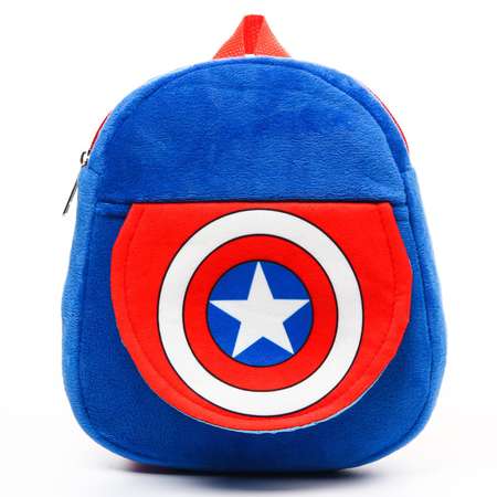 Рюкзак MARVEL плюшевый «Капитан Америка» на молнии с карманом 19х22 см Мстители
